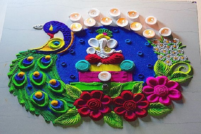 20 Latest Peacock Rangoli Designs Perfect for All Occasions