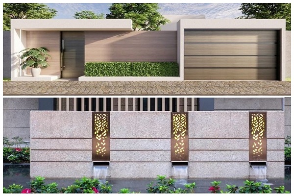 Compound Wall with Simple House Front Design