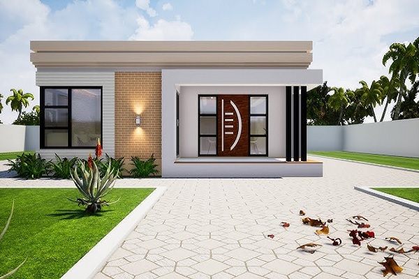 Flat Roof Simple House Front Design