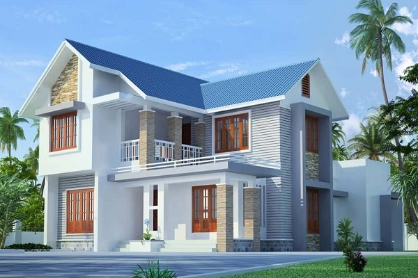 Sloping Roof with Low Cost Home Front Design