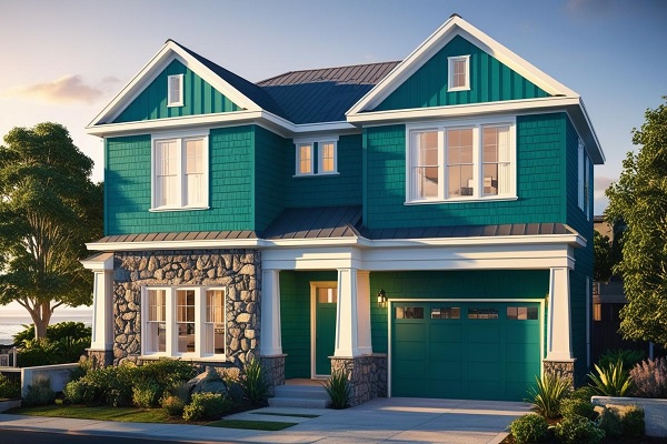 Smoky Teal Exterior House Color