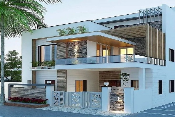 Villa Style Front Elevation Design