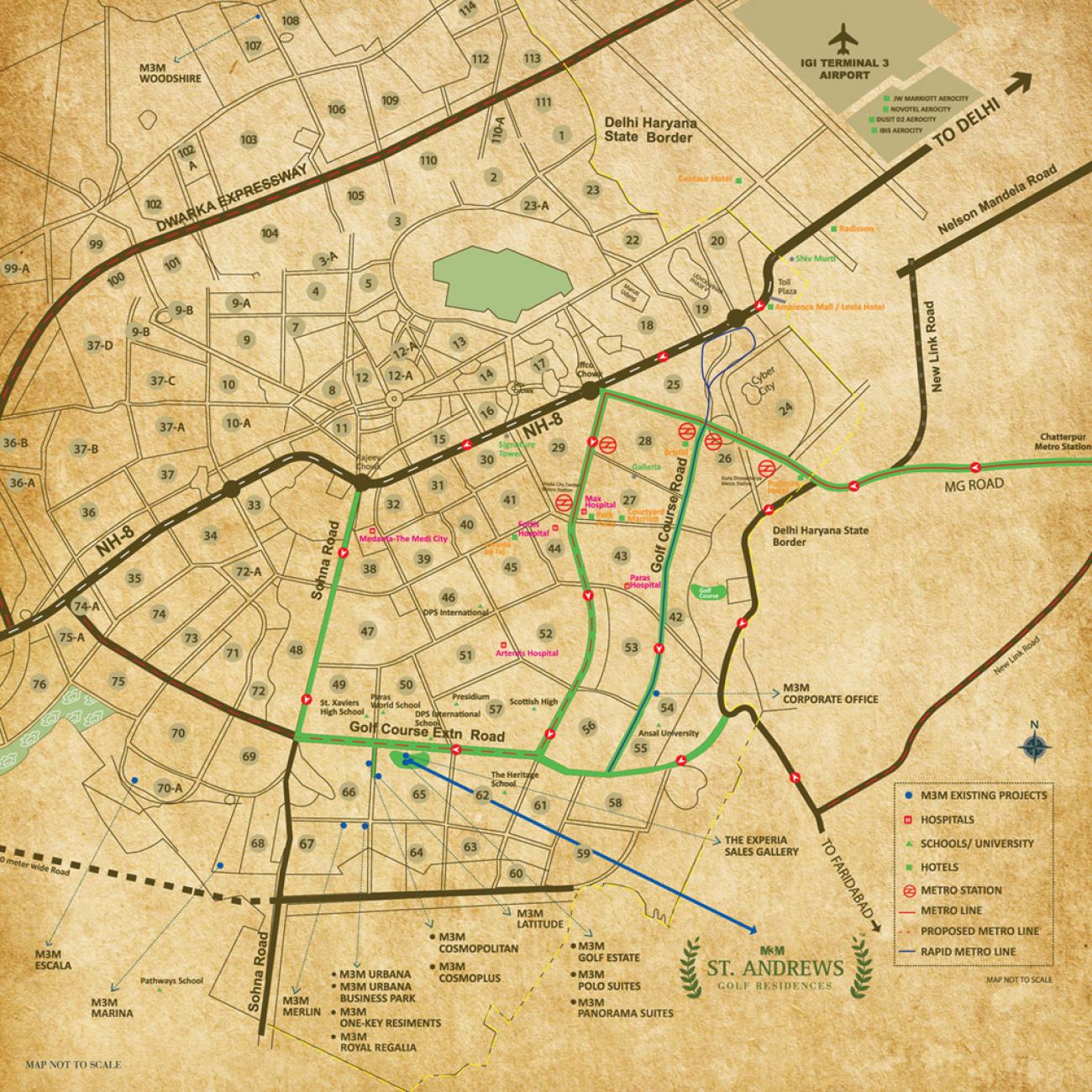 M3M St Andrews Golf Residences Location Map Image