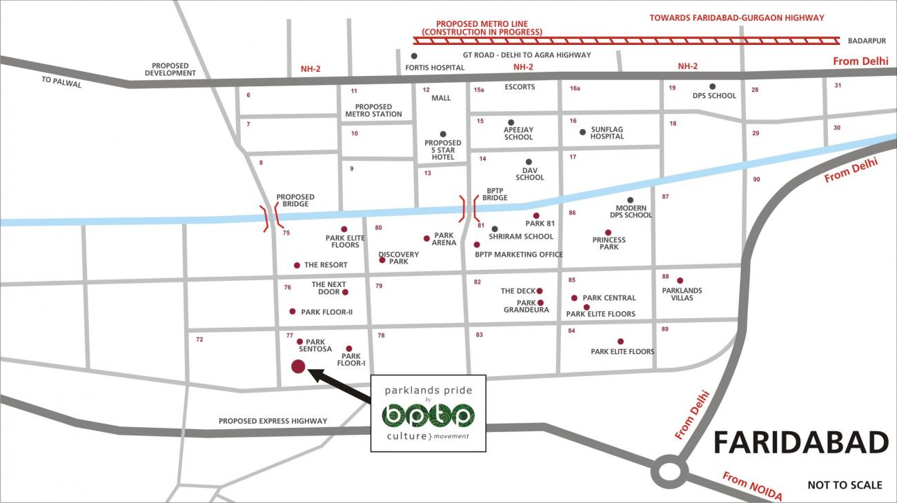 BPTP Parklands Pride Location Map Image