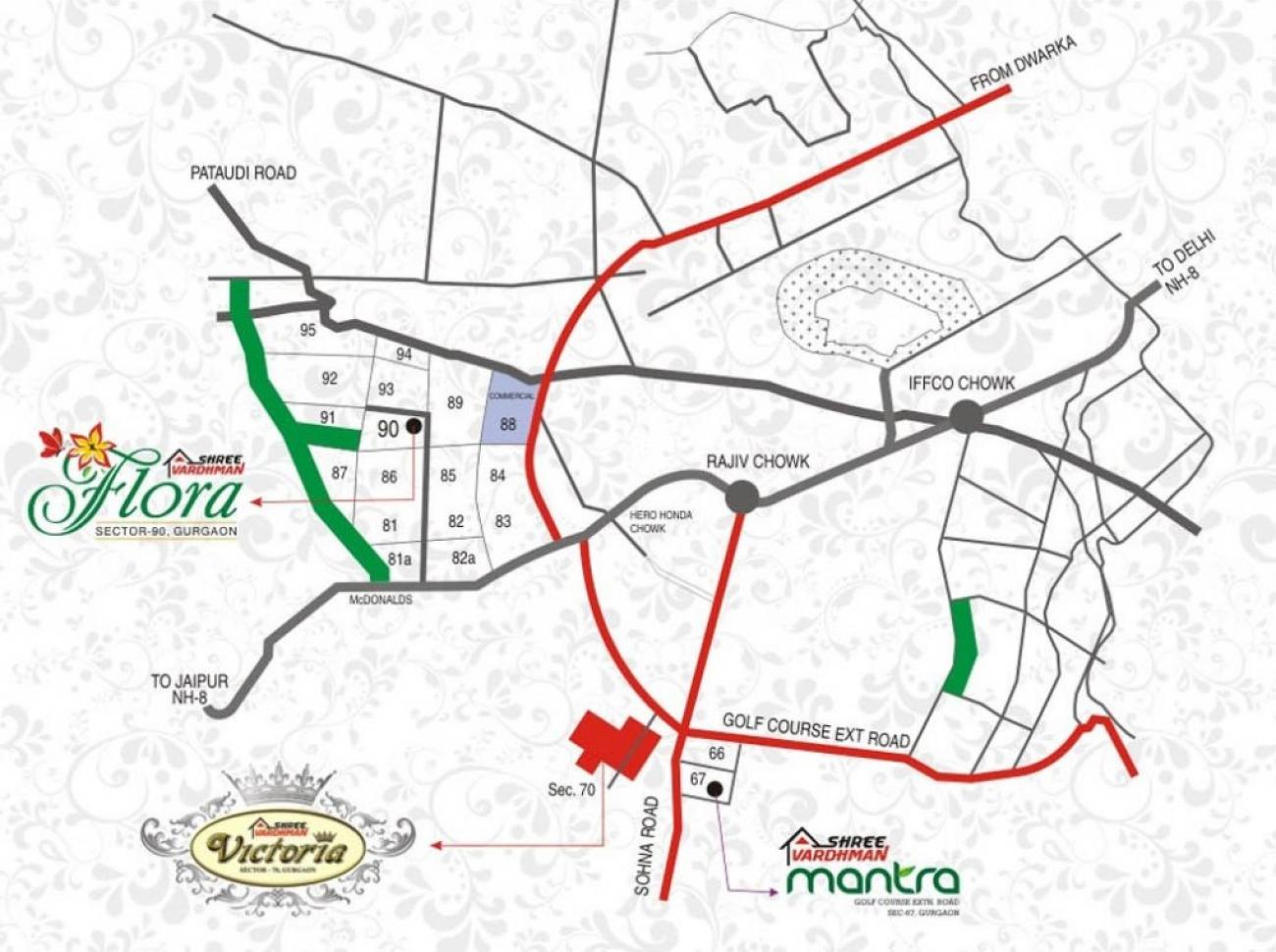 Shree Vardhman Victoria Location Map Image