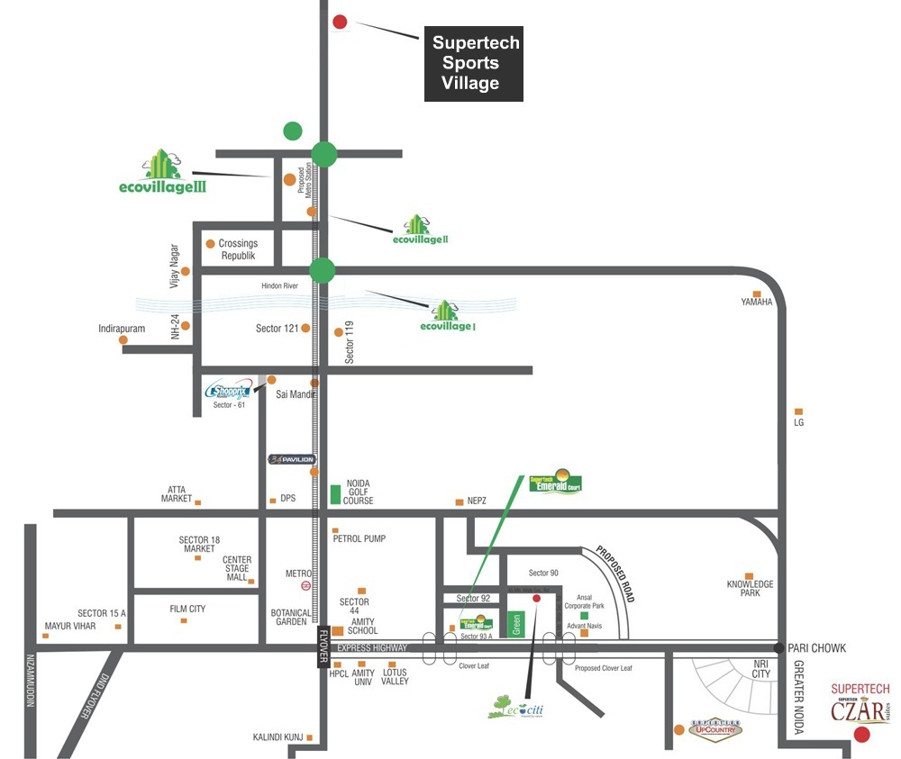Supertech Sports Village Location Map Image