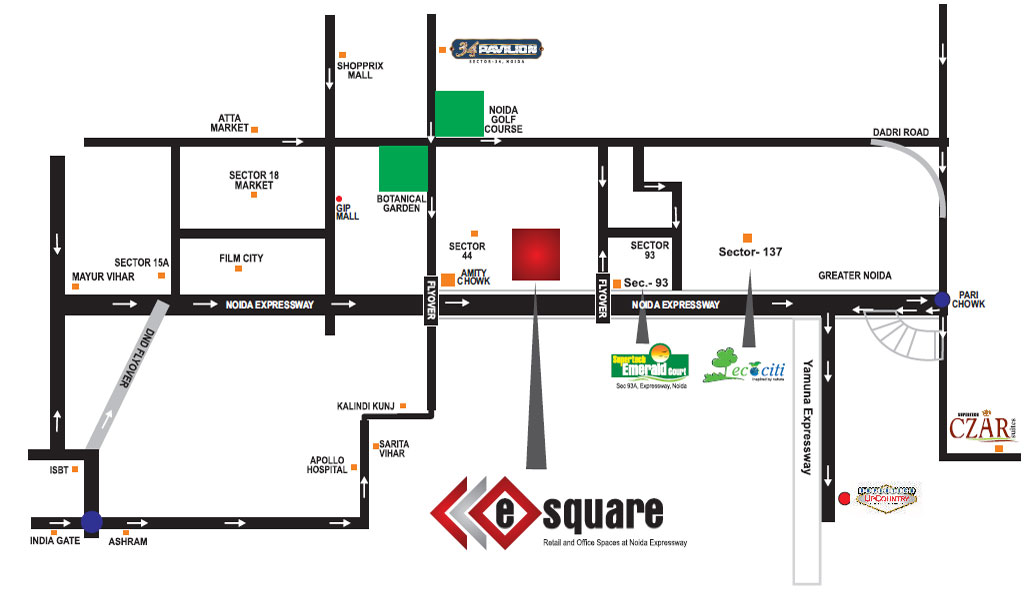 E Square Location Map Image