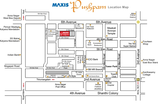 Maxis Pushpam Location Map Image