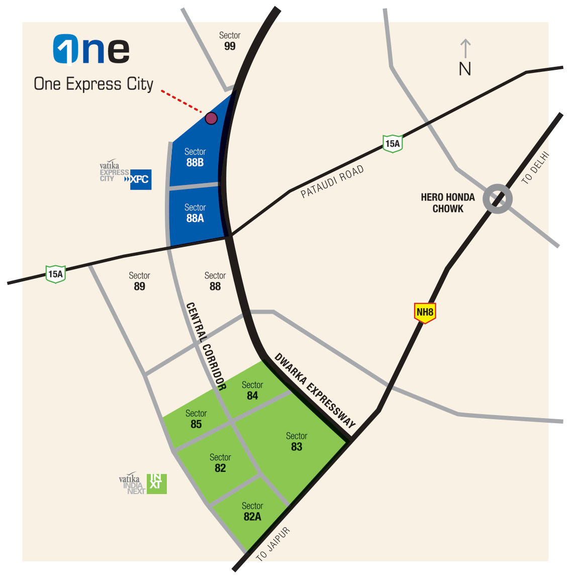 Vatika Express City Location Map Image