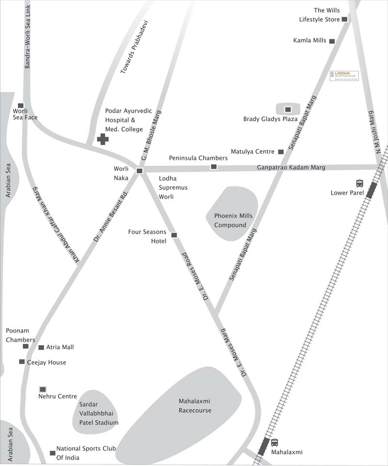 Lodha Supremus Location Map Image