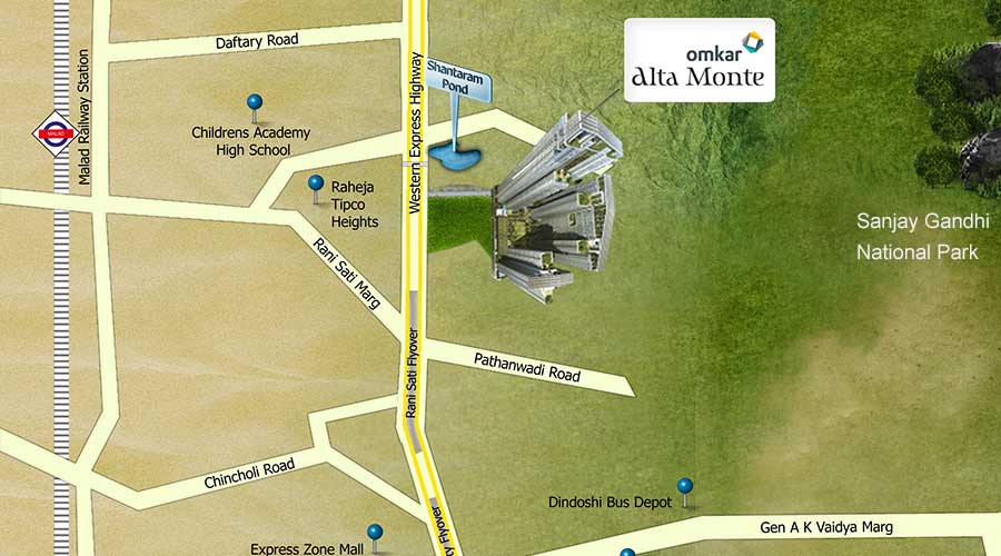Omkar Alta Monte Location Map Image