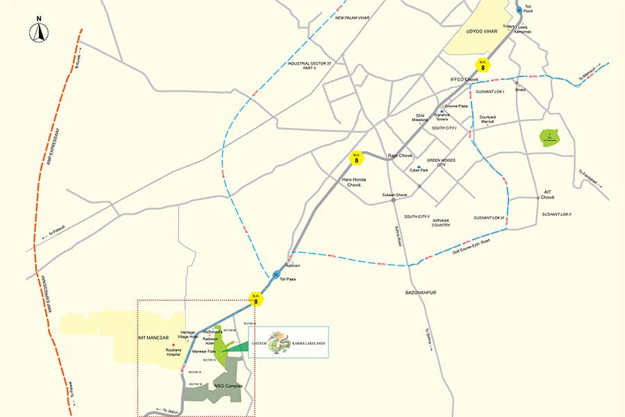 Unitech Karma Lakelands Location Map Image