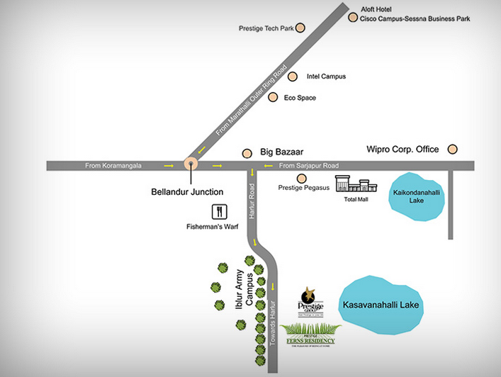 Prestige Ferns Residency Location Map Image