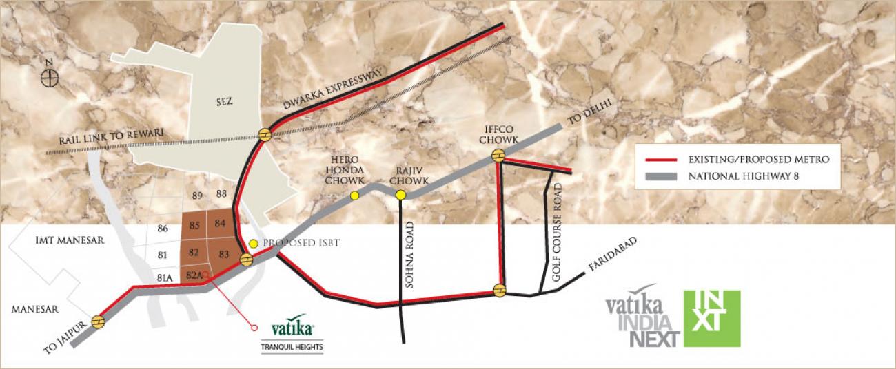 Vatika Tranquil Heights Location Map Image