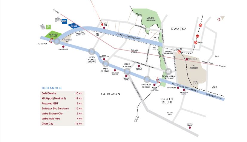 Vatika Sovereign Park Location Map Image