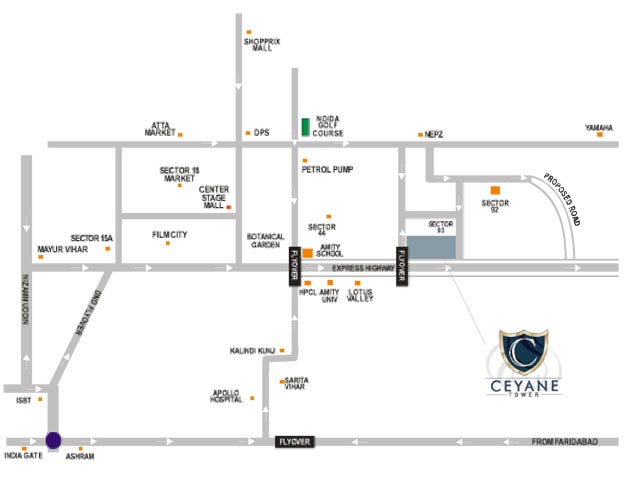 Supertech Ceyane Tower Location Map Image