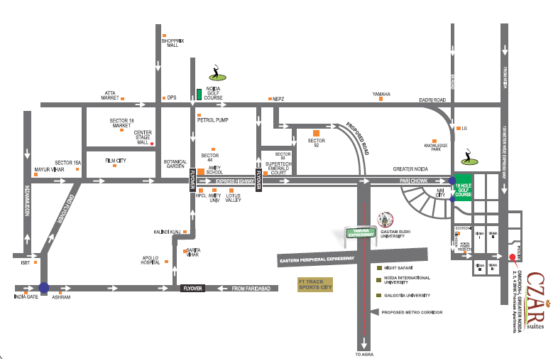 Supertech Czar Suites Location Map Image