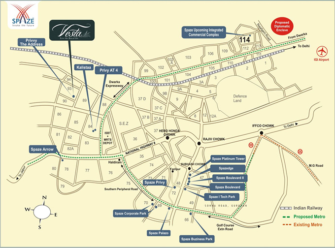 Spaze Vesta Location Map Image