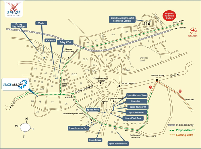 Spaze Arrow Location Map Image
