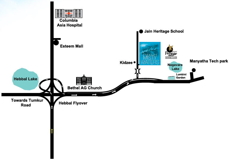 Prestige Misty Waters Location Map Image