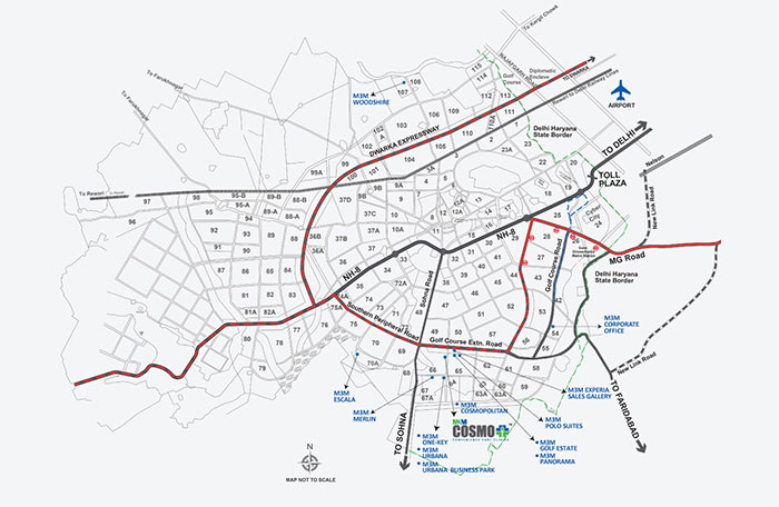 M3M Cosmo Plus Location Map Image