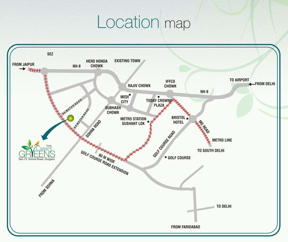 Today Canary Greens Location Map Image