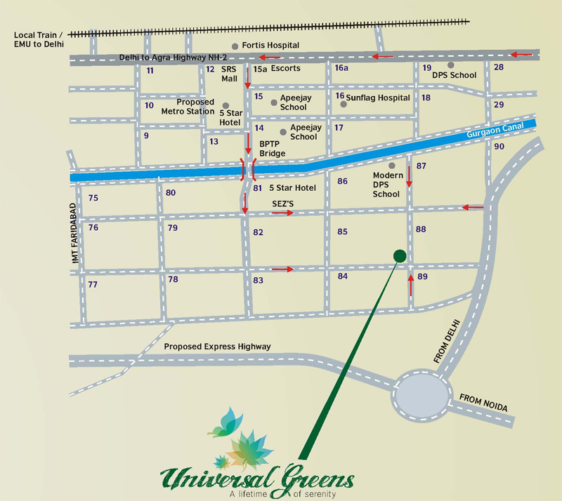 Universal Greens Location Map Image