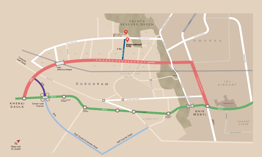 Sobha City Gurgaon Location Map Image
