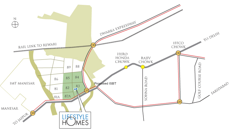 Vatika Lifestyle Homes Location Map Image