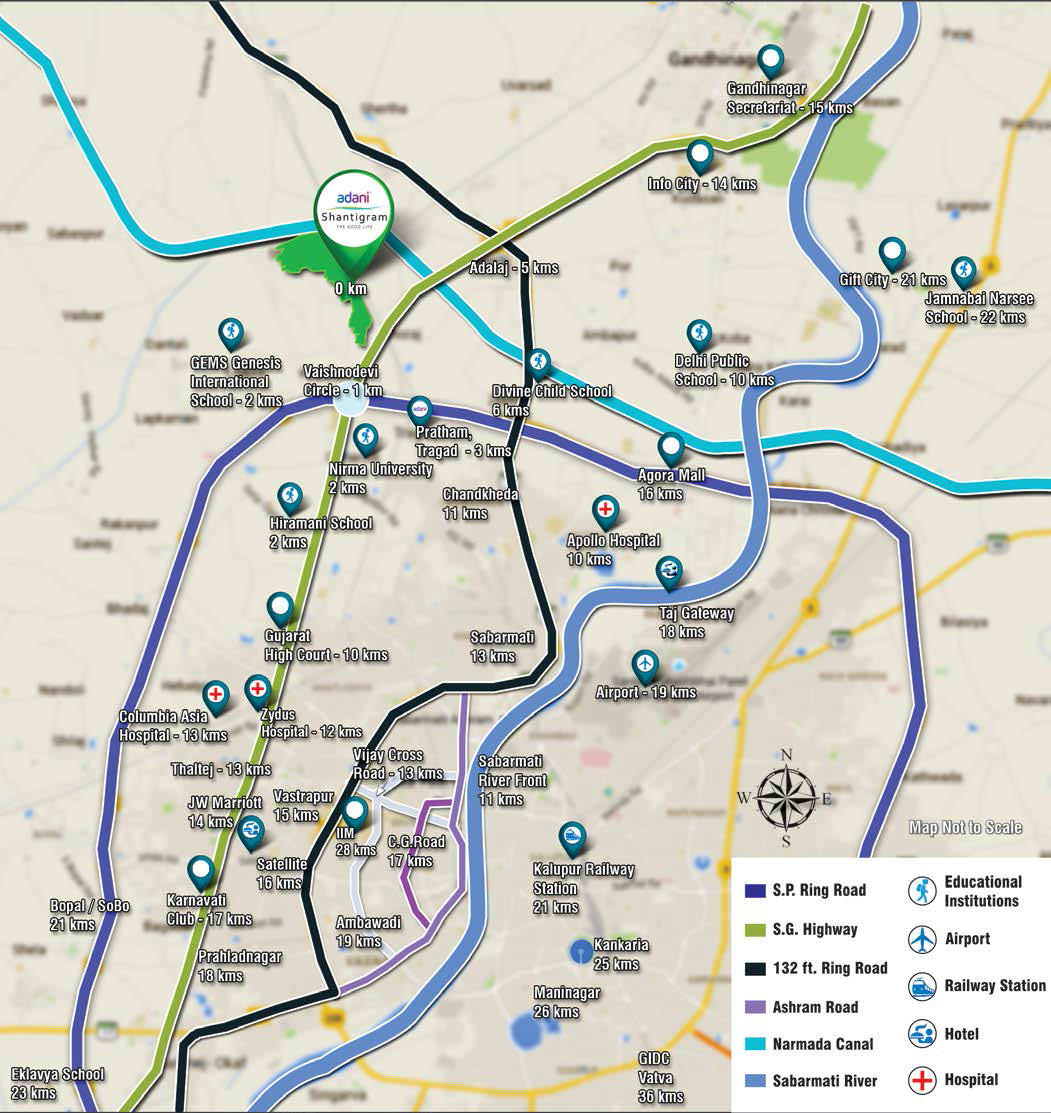 Adani Shantigram The Meadows Location Map Image