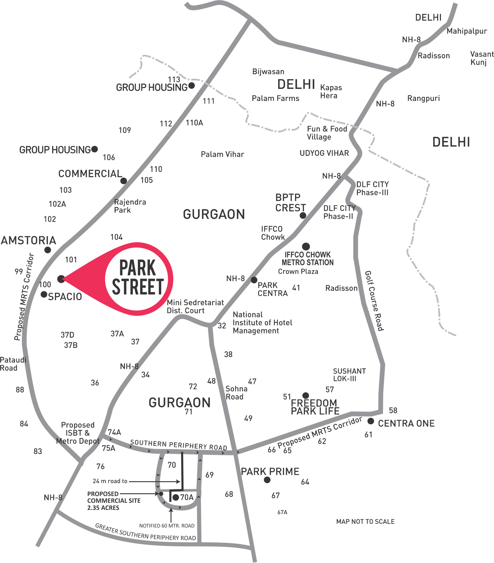 BPTP Park Street Location Map Image
