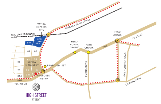 Vatika Inxt High Street Location Map Image