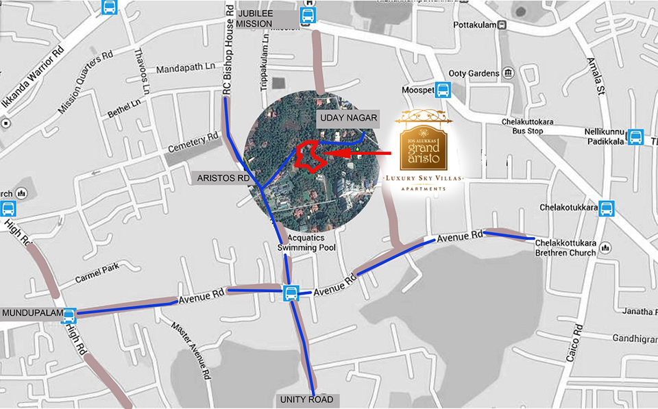 Jos Alukkas Grand Aristo Location Map Image