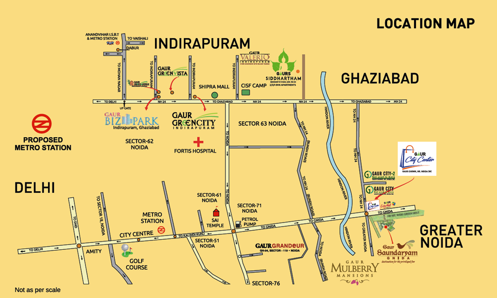 Gaur City Center Location Map Image