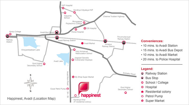 Mahindra Happinest Avadi Location Map Image