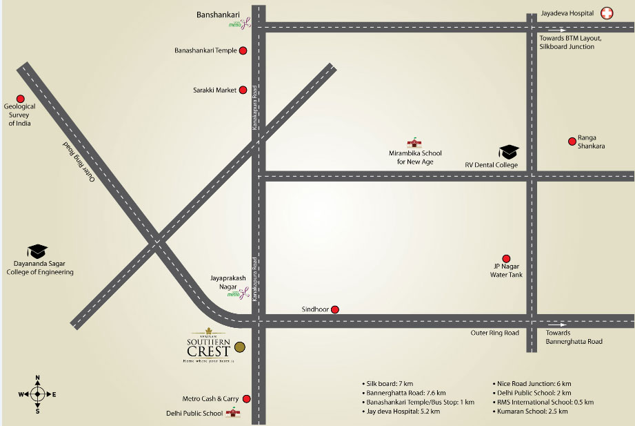 Shriram Southern Crest Location Map Image