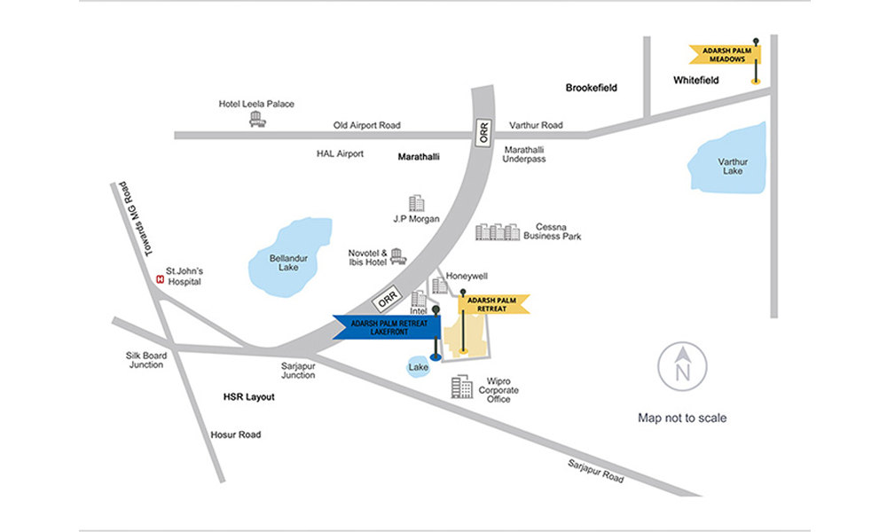 Adarsh Palm Retreat Lakefront Location Map Image