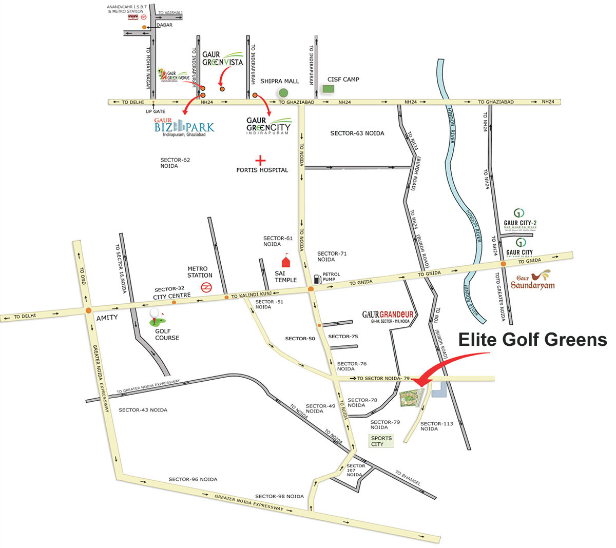 Elite Golf Greens Location Map Image