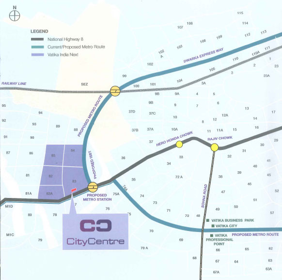 Vatika INXT City Center Location Map Image