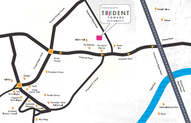 Paranjape Trident Towers Location Map Image