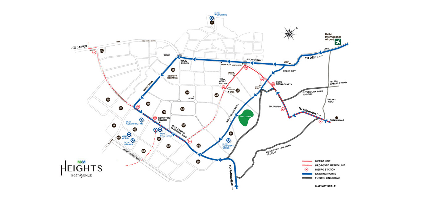 M3M Heights Location Map Image