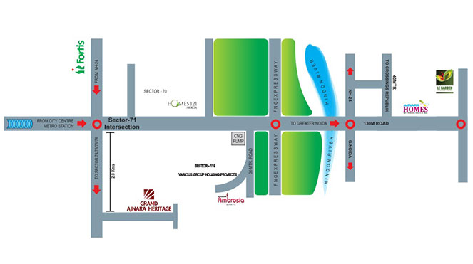 Ajnara Grand Heritage Location Map Image