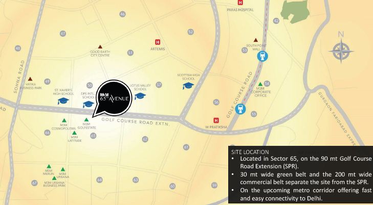 M3M 65th Avenue Location Map Image