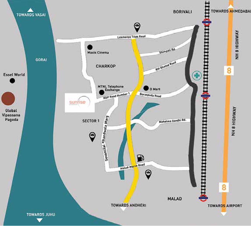 Sunrise Charkop Location Map Image