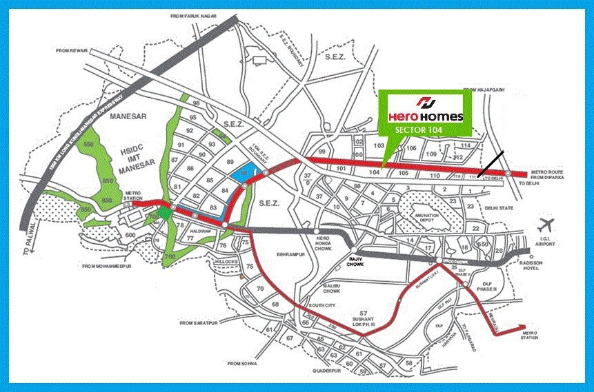 Hero Homes Gurgaon Location Map Image