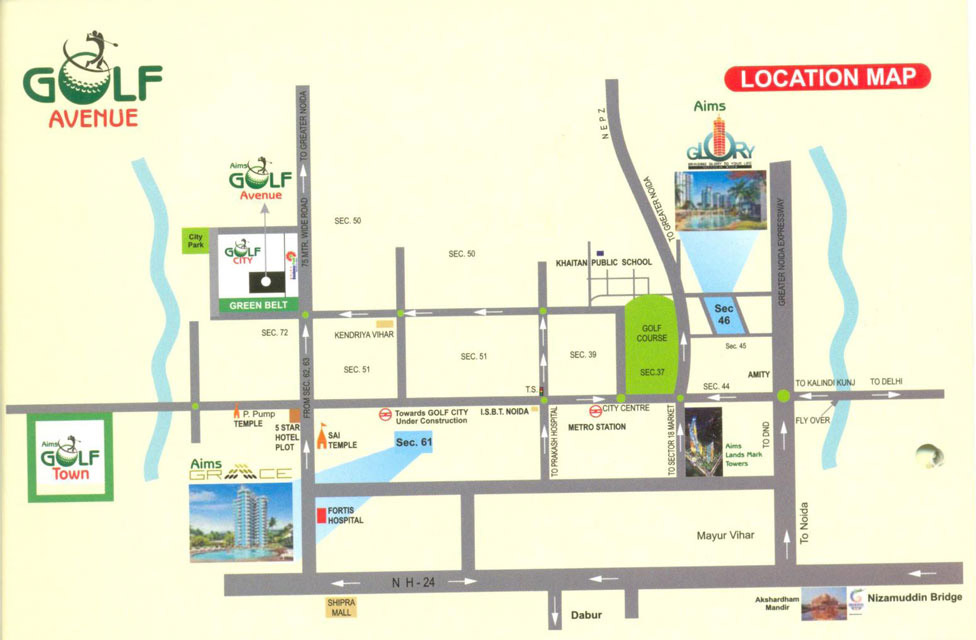 Aims Golf City Location Map Image