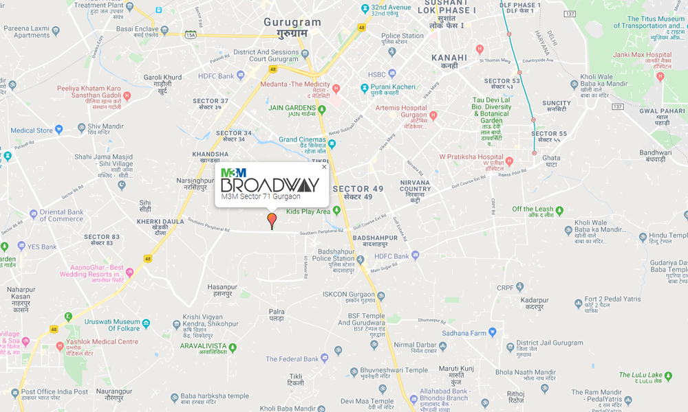 M3M Broadway Location Map Image