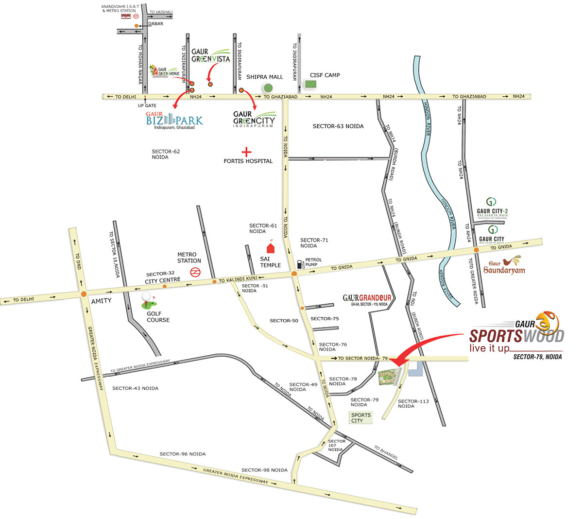 Gaur Sportswood Location Map Image