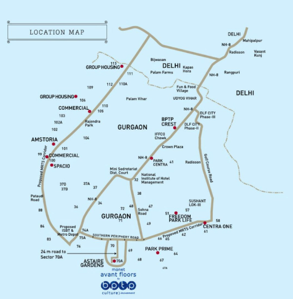 BPTP Monet Floors Location Map Image