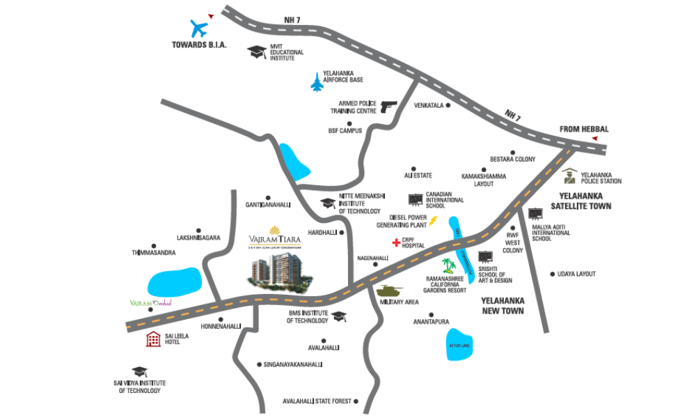 Vajram Tiara Location Map Image